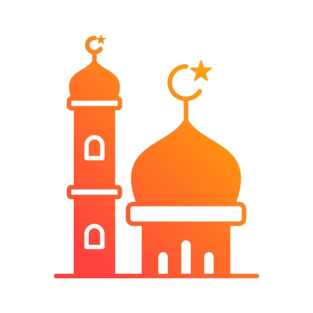 Mezquita con pilar religión islámica gradiente icono botón vector ilustración