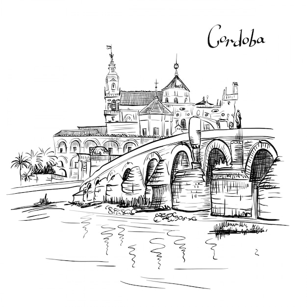 Mezquita y puente romano en Córdoba, España