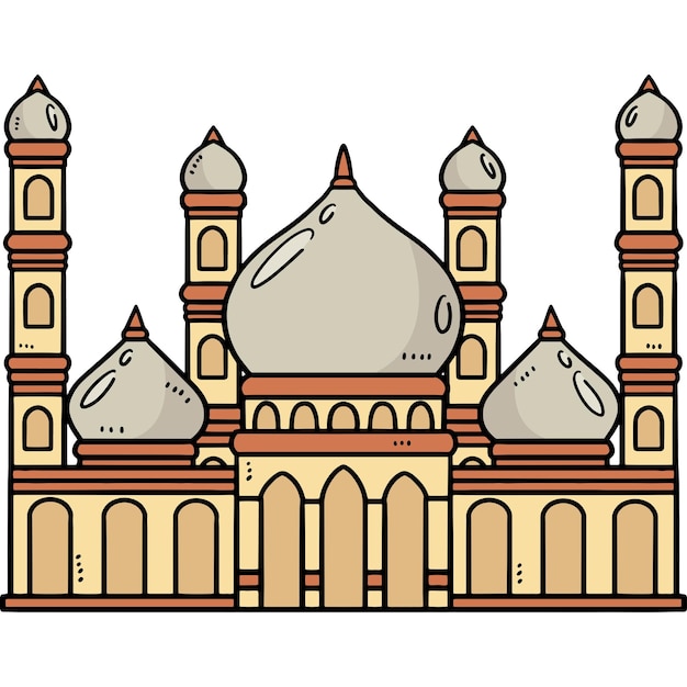 Mezquita de Ramadán de dibujos animados de color Clipart