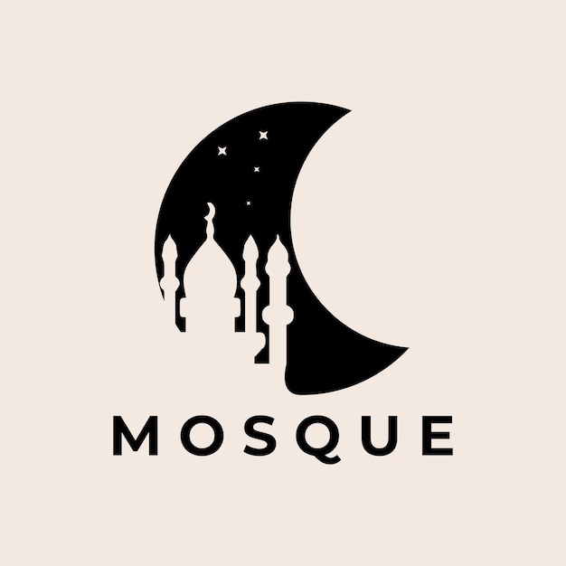 Mezquita ramadan logo vector ilustración diseño