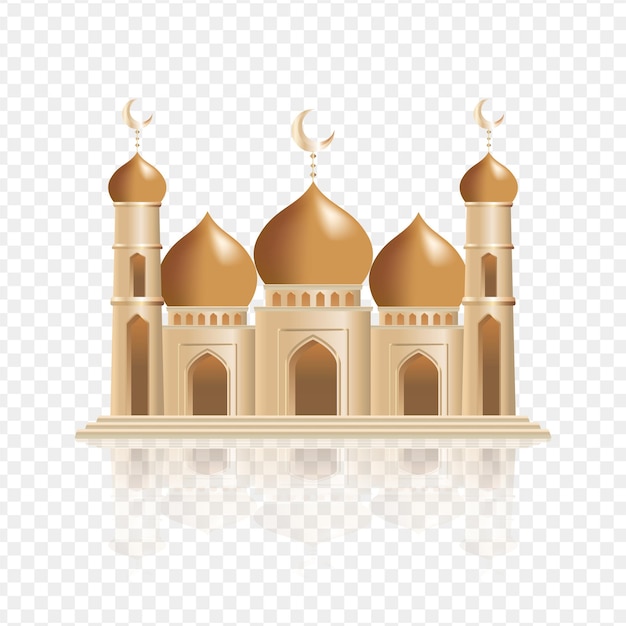 Mezquita realista aislada en fondo blanco puntos de referencia de la arquitectura islámica minaretes de la mezquita cúpulas