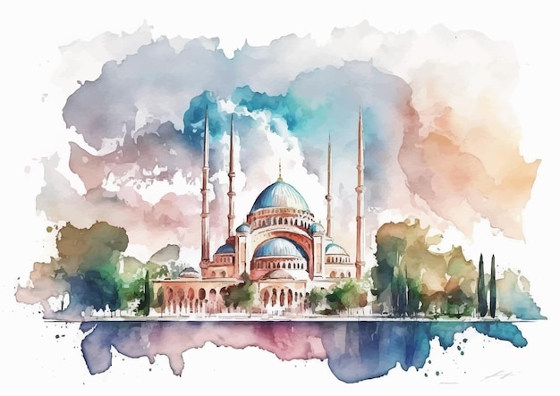 Mezquita Selimiye en todo su esplendor Una obra maestra de la acuarela
