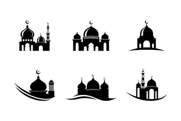 Mezquita silueta vector ilustración diseño plantilla