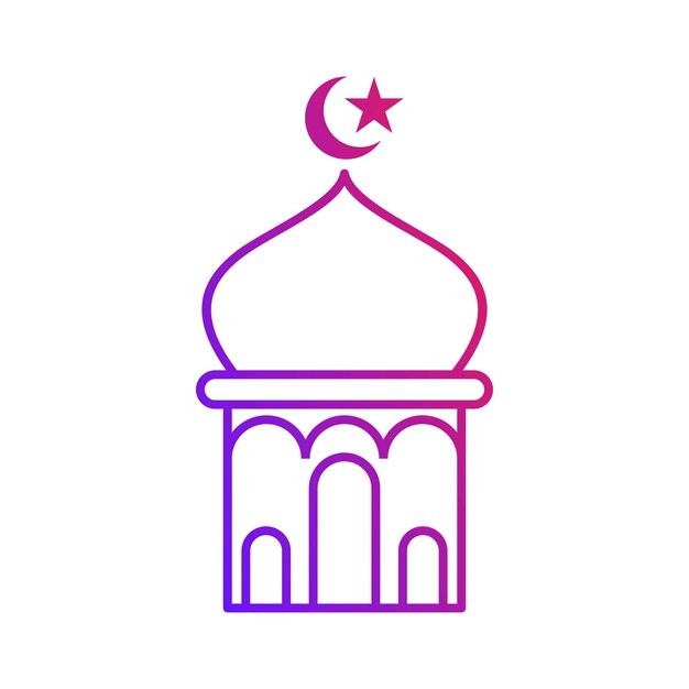 Mezquita torre islámica gradiente contorno icono vector ilustración