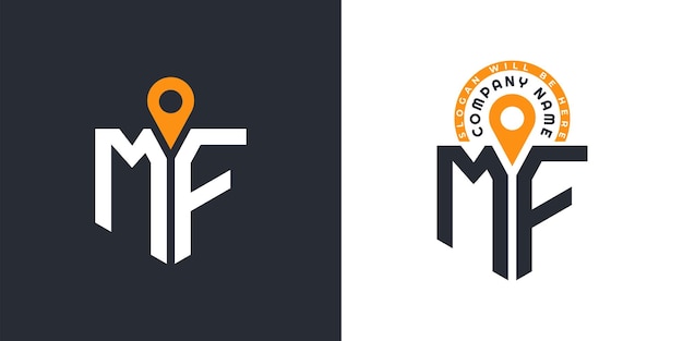 MF Lugar Logo Bundle Carta MF Logo Iconos de doble vector para el reclutamiento y la navegación