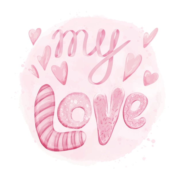 Mi amor, diseño de tipografía de letras