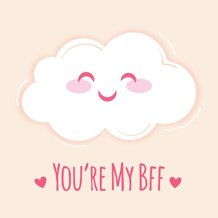 Vector mi bff linda nube amistad día plano vector diseño
