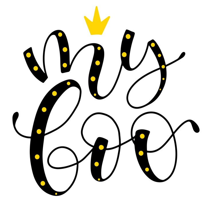 Vector mi boo letras escritas a mano con corona