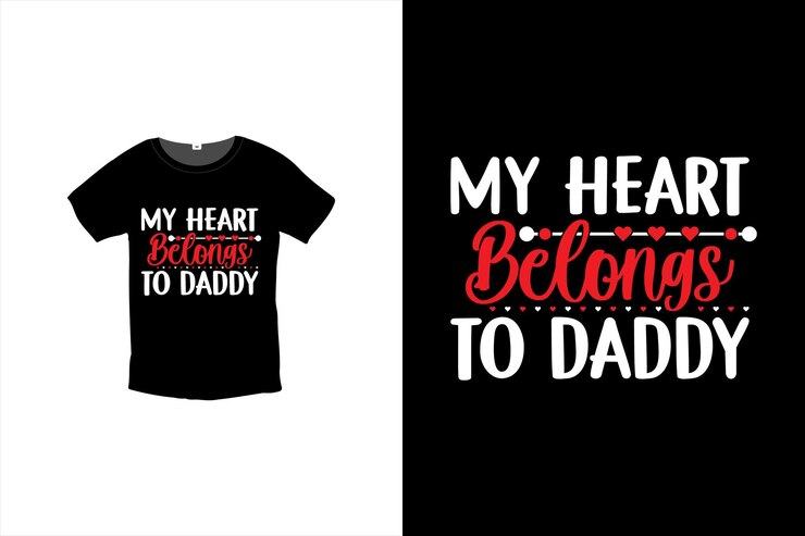 Mi corazón pertenece al diseño de camiseta de papá, plantilla de diseño de camiseta del día de San Valentín