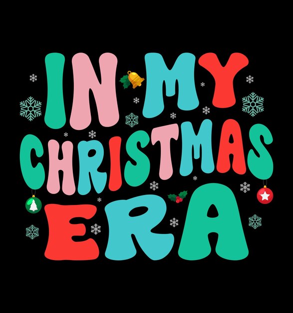 En mi época navideña, Navidad linda, groovy, vacaciones, diseño de camisetas divertidas.