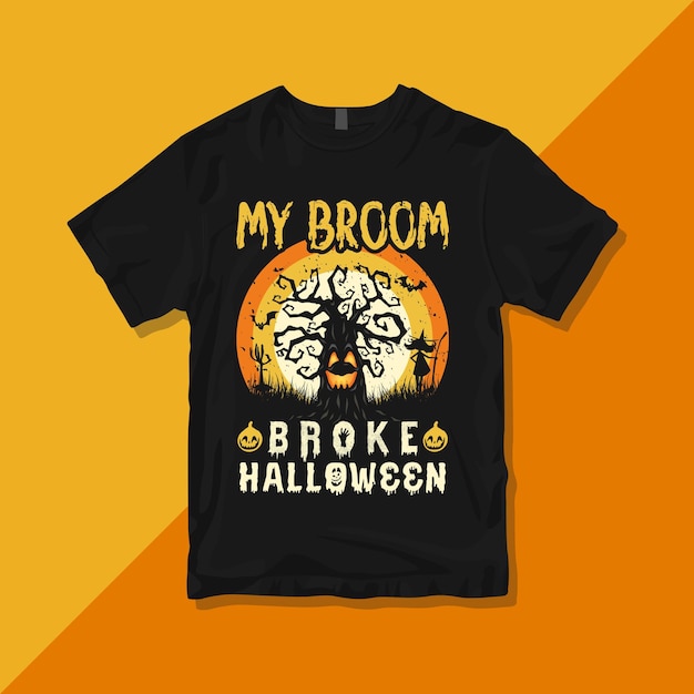 mi escoba rompió Halloween, vector Premium, diseño de camiseta vintage de Halloween