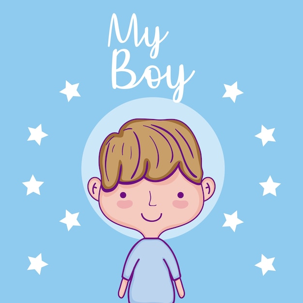 Vector mi lindo niño de dibujos animados