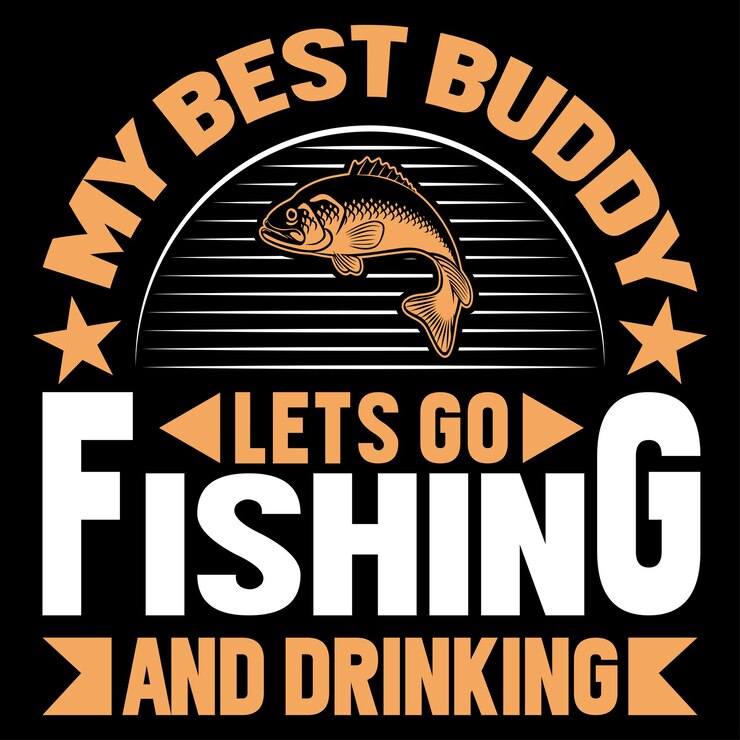Mi mejor amigo vamos a pescar y beber. Diseño de camisetas de pesca.