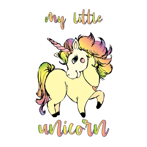 Vector mi pequeño caballo lindo unicornio sobre fondo blanco ilustración vectorial de stock