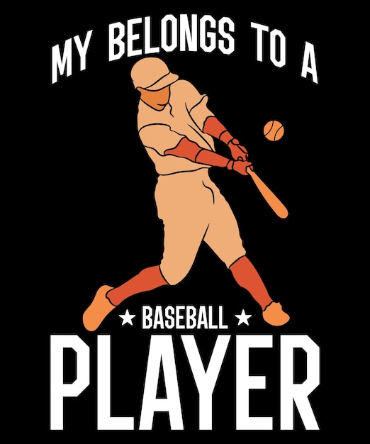 Mi pertenece a una plantilla de diseño de camiseta vectorial de jugador de béisbol