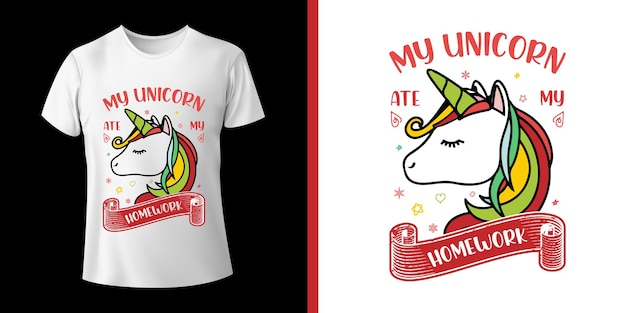 Vector mi unicornio se comió el diseño de mi camiseta de tarea.