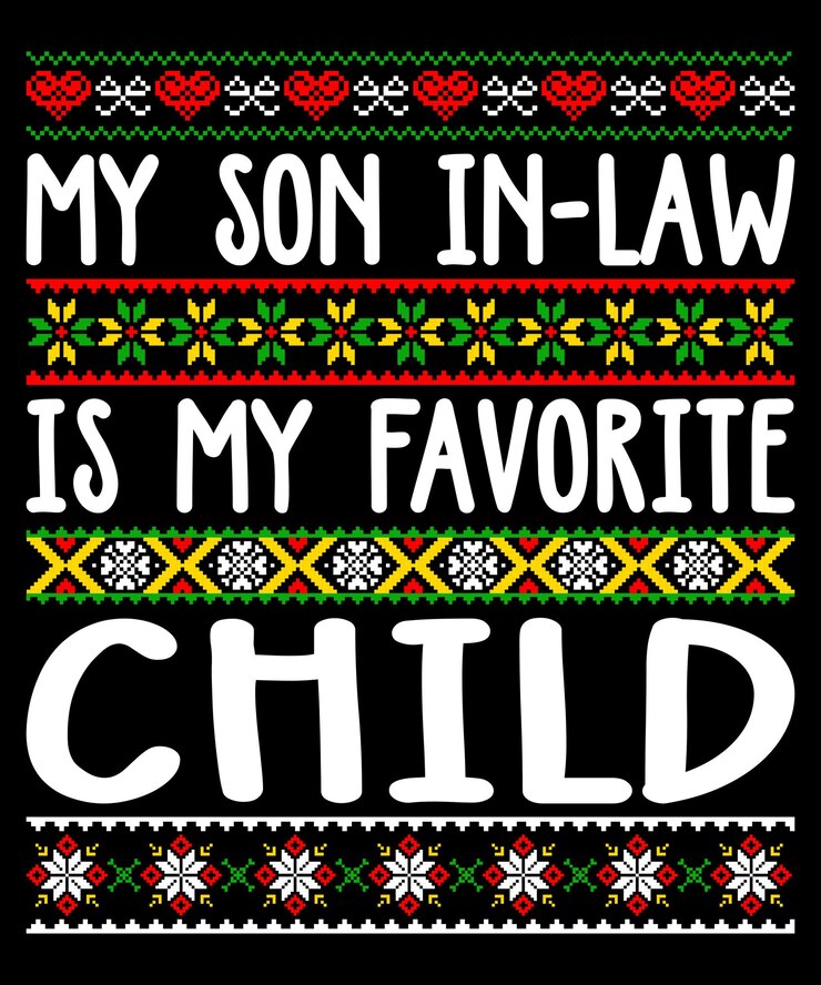 Mi yerno es mi hijo favorito Feliz Navidad camisa impresión plantilla tipografía Navidad diseño