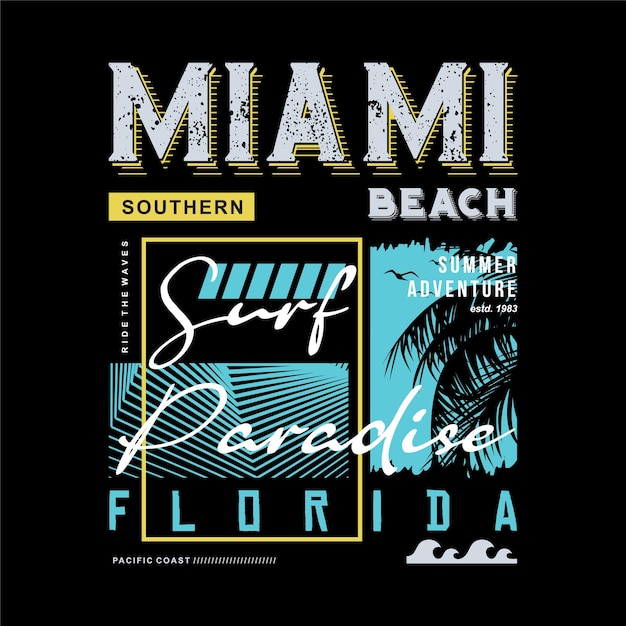 miami beach, ilustración de vector gráfico de paraíso de surf