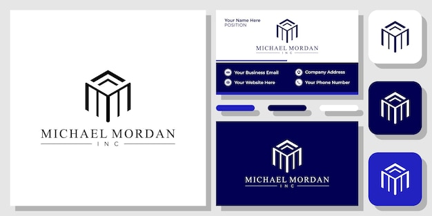 Michael Mordan inc iniciales hexágono lujo geométrico con plantilla de tarjeta de visita