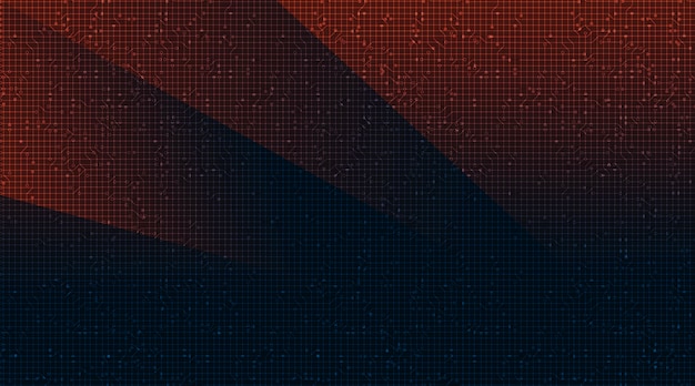 Microchip de circuito rojo y azul sobre fondo de tecnología, concepto de seguridad y digital de alta tecnología