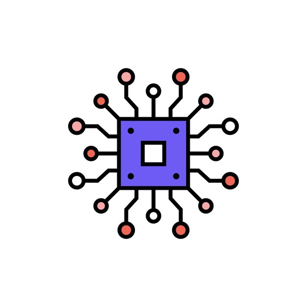 Microchip CPU AI concepto Tecnologías de inteligencia artificial icono de color de línea