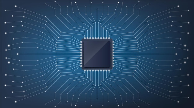 Un microchip digital con conexiones de circuitos intrincados para aplicaciones de tecnología avanzada