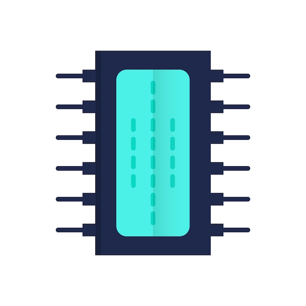 Vector un microchip con una luz azul.