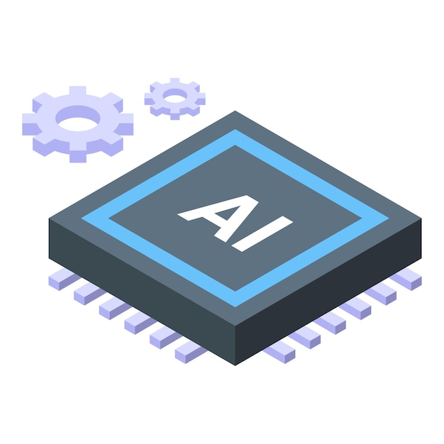 Microchip moderno que utiliza inteligencia artificial con engranajes en funcionamiento