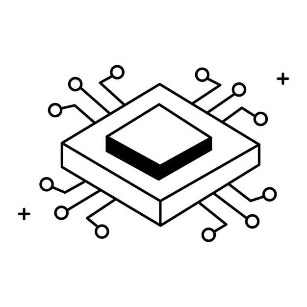Microchip y tecnología de CPU Diseño de icono vectorial Procesador de CPU procesamiento central