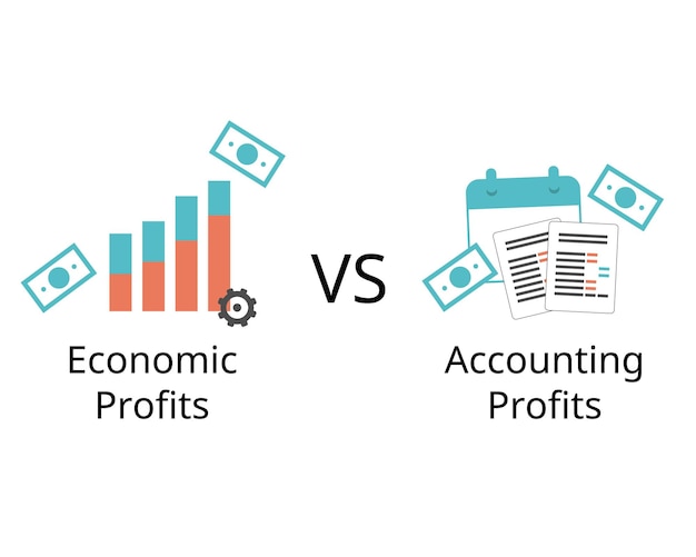 Vector microeconomía para la diferencia entre los beneficios económicos y los beneficios contables