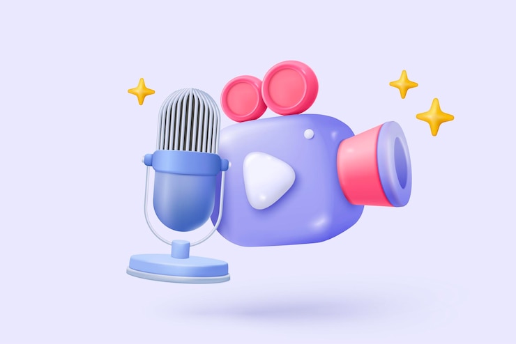 Vector micrófono 3d con nota musical es un símbolo que denota un micrófono de sonido musical para el canto de música y la melodía de audio o el concepto de tono de armonía