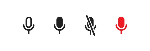 Micrófono aislado simplei con set Símbolo de concepto de registro de voz en estilo plano vectorial