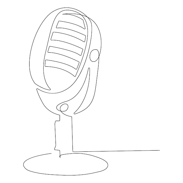 Micrófono continuo de una sola línea, dibujo vectorial de ilustración y diseño de arte lineal