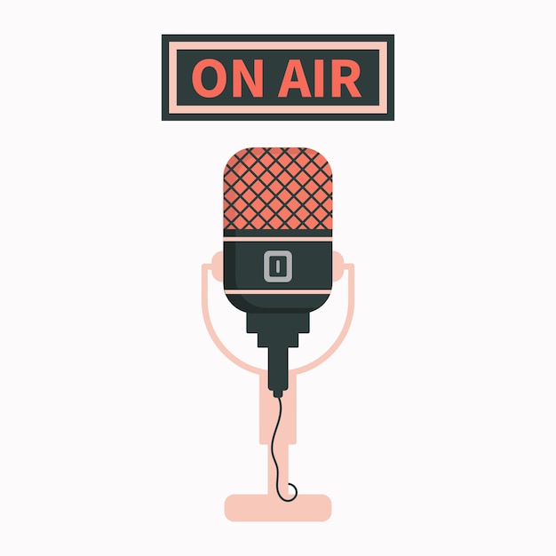 Micrófono en fondo blanco Artículo musical para actuaciones de canto karaoke Ilustración vectorial