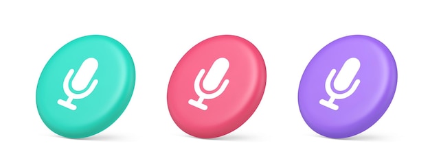 Micrófono grabación de sonido de voz botón de transmisión aplicación web comunicación de medios icono 3D