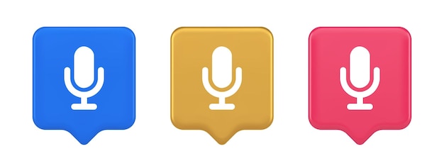 Micrófono grabación de sonido de voz botón de transmisión aplicación web comunicación de medios icono 3D