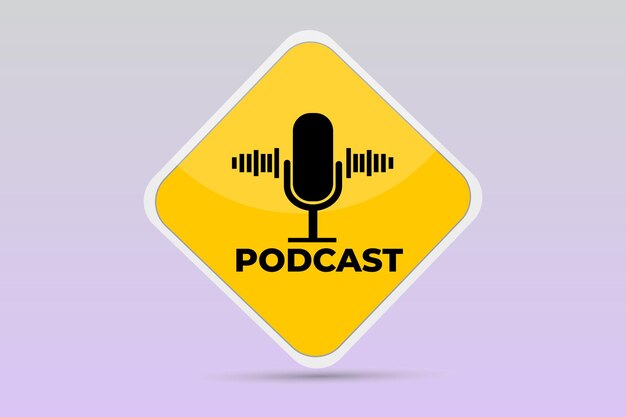 Micrófono de icono de radio de podcast de vector