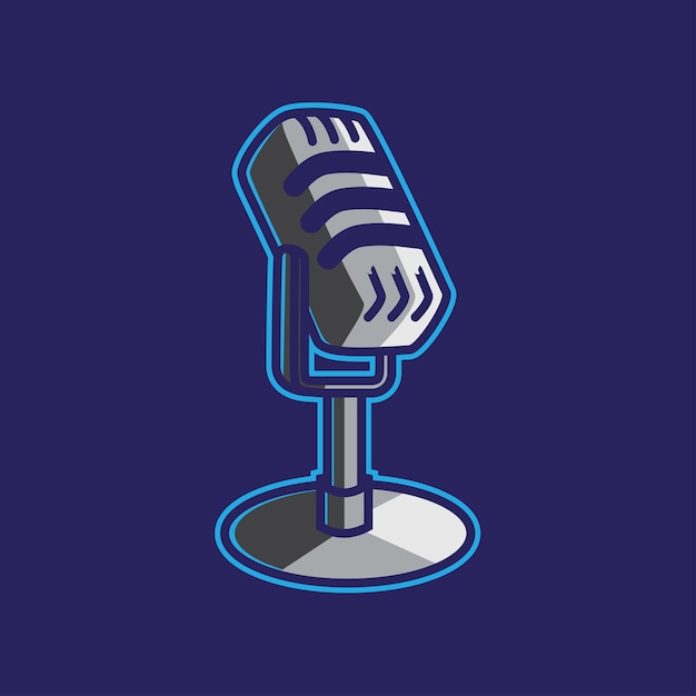 Micrófono para logotipo de mascota de podcast