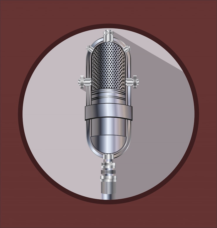 Vector micrófono de plata de la vendimia