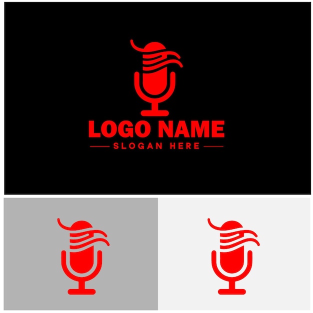 micrófono Podcast concepto de grabación de música sonido icono de logo vector para negocios marca aplicación icono de micrófona plantilla de logotipo