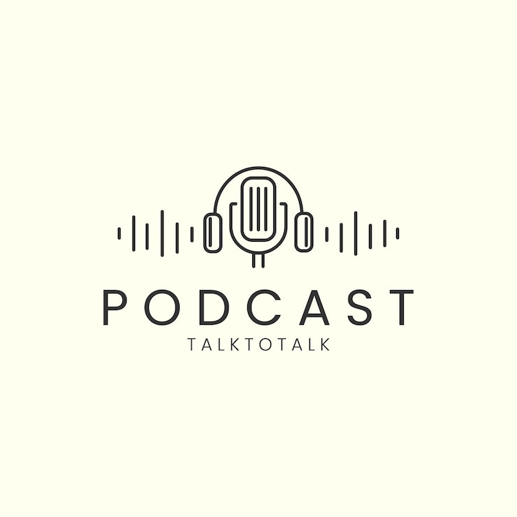 Vector micrófono podcast hablar línea minimalista arte logotipo icono plantilla ilustración vector diseño