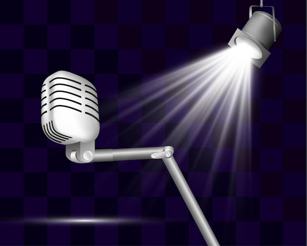 Micrófono realista para hablar en público Escena con altavoz
