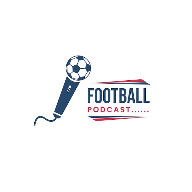 Micrófono de silueta de icono de vector de logotipo de podcast con diseño de logotipo de pelota deportiva