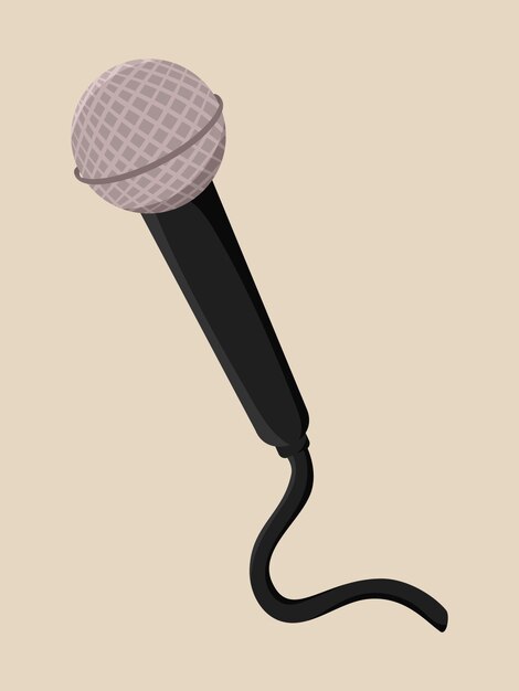 Vector micrófono de un solo cable para música icono signo símbolo sonido en una tarjeta vectorial beige plana