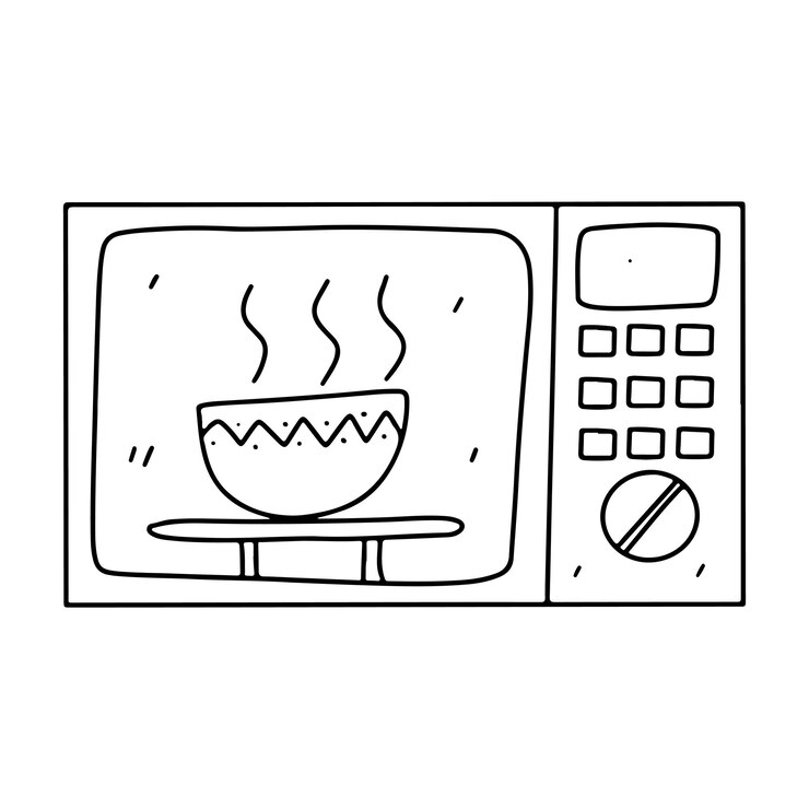 Vector microondas en estilo de garabato dibujado a mano ilustración vectorial aislada en blanco página para colorear