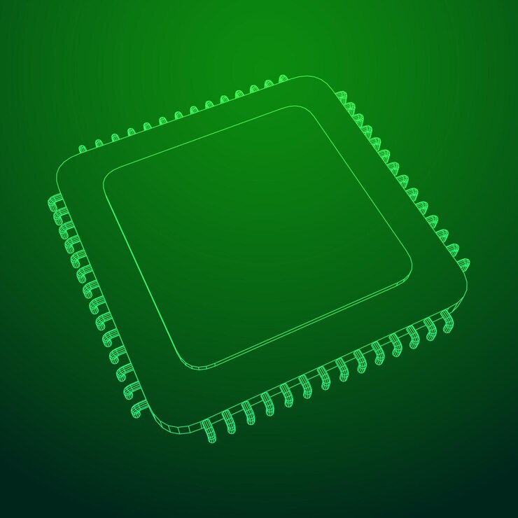 Vector microprocesador cuántico de microchip con cpu electrónica de la placa
