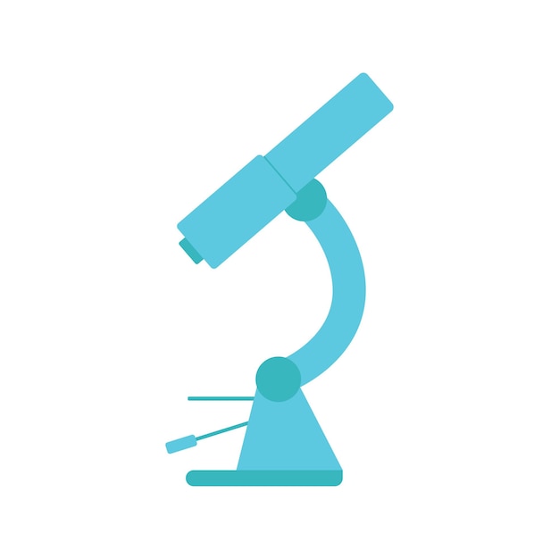 Microscopio azul escolar para el estudio de la biología en la lección en la escuela