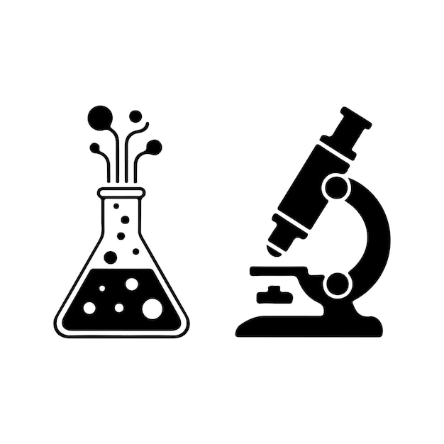 Microscopio y equipo de laboratorio para la investigación científica Ilustración