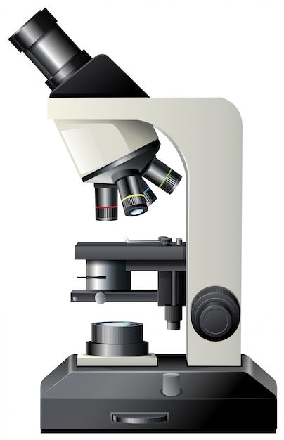 El microscopio en el fondo blanco