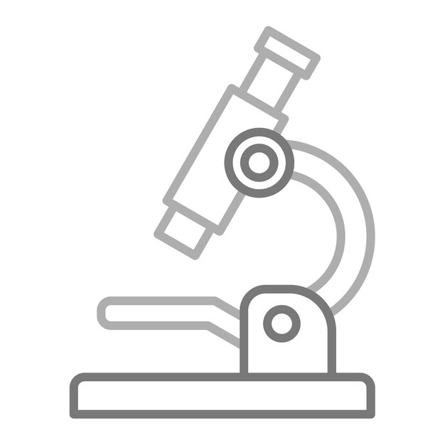 un microscopio se muestra en un fondo blanco con una línea negra alrededor de la parte inferior
